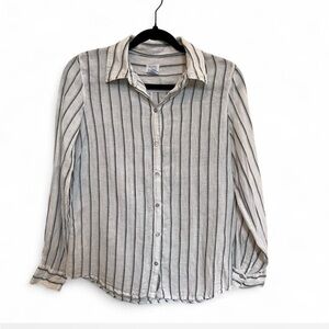 Sigrid Olsen Black and White Striped Button Down Shirt